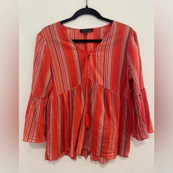 Sanctuary Womens Sedona Striped Bell Sleeves Peasant Top size M - Picture 1 of 4